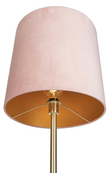 Lampă de podea romantică din alamă cu abajur roz 40 cm - Simplo