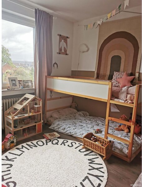 Covor pentru copii crem lavabil/țesut manual din bumbac ø150 cm ABC Natural Black – Lorena Canals