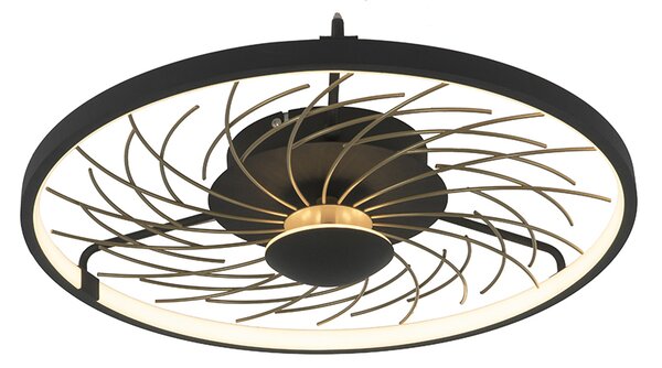 Lampă de plafon design negru cu reglabil auriu în 3 trepte - Spaak