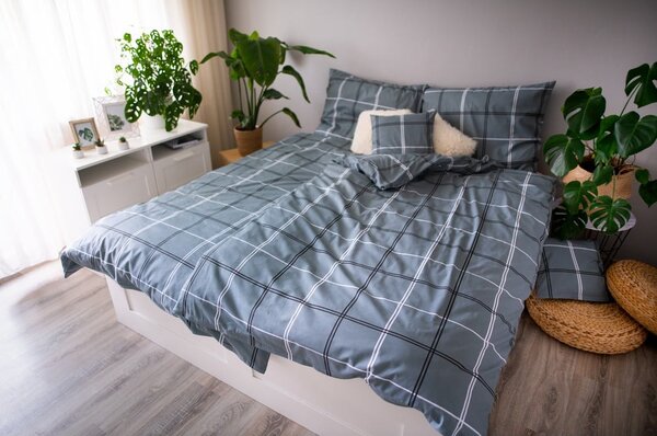 Lenjerie de pat din bumbac pentru pat de o persoană Cotton House Dita, 140 x 200 cm, gri