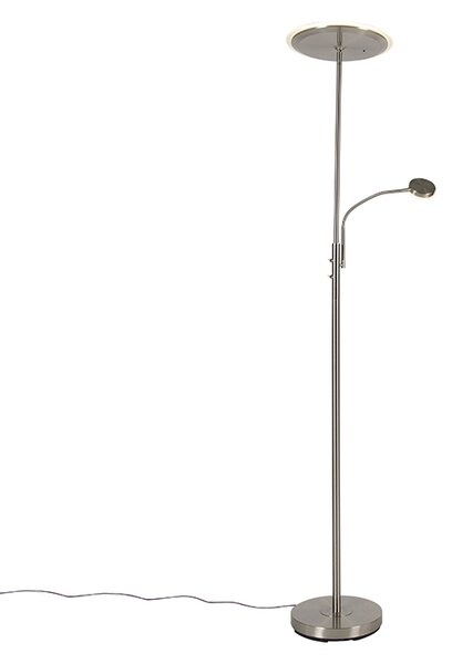 Lampă de podea modernă din oțel cu LED-uri cu telecomandă și braț de citire - Strela