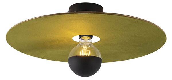 Lampă de tavan neagră umbră plată verde 45 cm - Combi