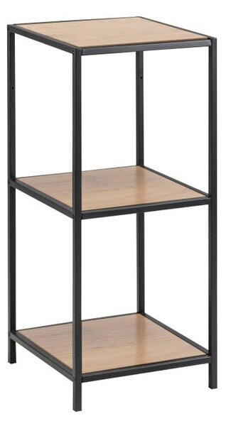 Bibliotecă neagră/în culoare naturală cu aspect de lemn de stejar 37x83 cm Seaford – Actona