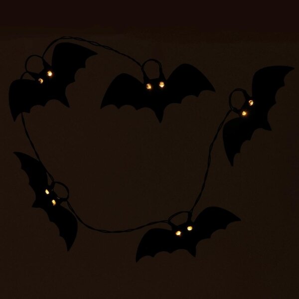 Lanț LED decorativ HALLOWEEN Retlux 10xLED/2xAA/alb cald 1,3m lilieci