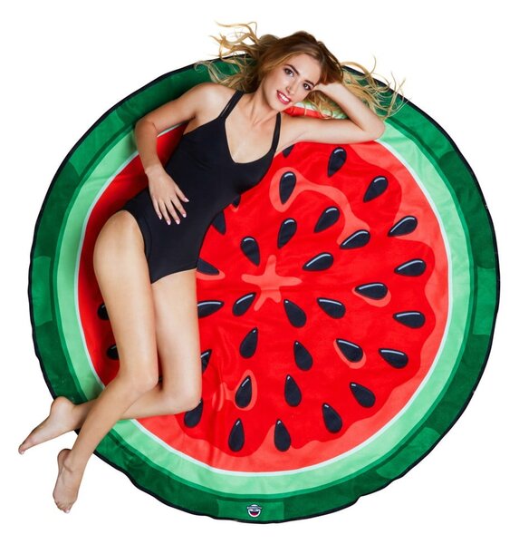 Pătură pentru plajă Big Mouth Inc. Watermelon, ⌀ 152 cm, formă pepene roșu