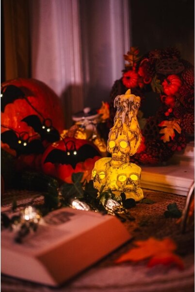 Lanț LED decorativ HALLOWEEN Retlux 10xLED/2xAA/alb cald 1,3m lilieci