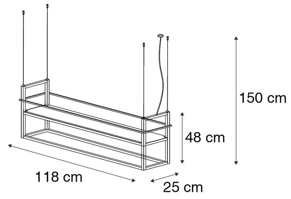 Lampă suspendată industrială neagră cu raft mare 4 lumini - Cage Rack