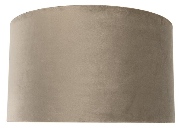 Abajur din catifea taupe 35/35/20 cu interior auriu