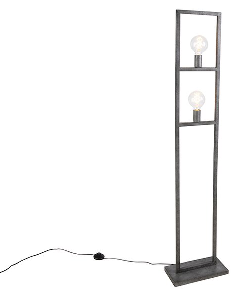 Lampă de podea modernă argint antic 2 lumini - Cage simplă 2