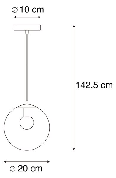Lampă Suspendată Modernă Neagră cu Sticlă Gri 20cm - Pallon