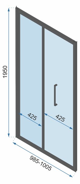 Rea Rapid Fold, cabină de duș cu 3 pereți cu ușă rabatabilă 80 (uşă) x 90 (perete) x 195 cm, sticlă transparentă de 4 mm, profil negru, KPL-09911