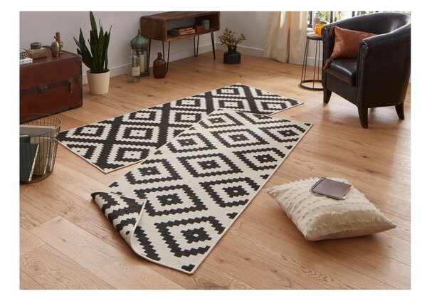 Covor reversibil adecvat pentru interior și exterior negru-crem 80 x 345 cm Malta - NORTHRUGS
