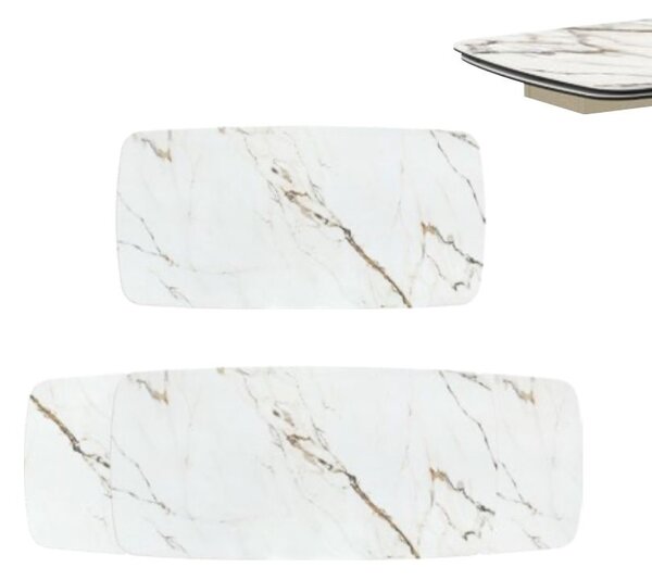 Masă ceramică Infinity extensibilă, picior metalic auriu - 180 cm / 90 cm / 77 cm