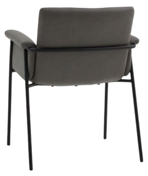 Scaun tip fotoliu Ramira, piele ecologica, structura metalica - GRI ANTRACIT