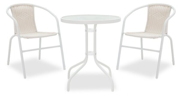 Set Masa si Scaune Gradina Watson-Obbi 3 Piese Alb
