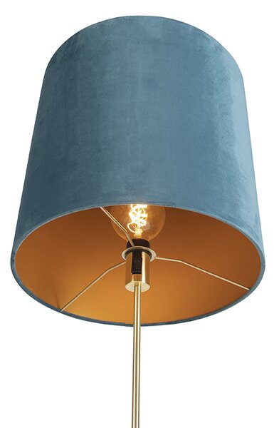 Lampă de podea auriu/alamă cu abajur din catifea albastră 40/40 cm - Parte