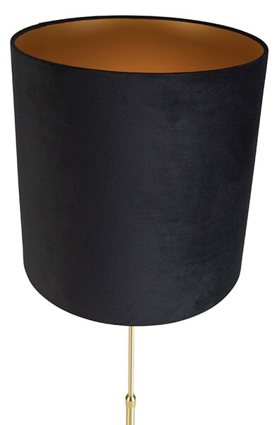 Lampă de podea auriu/alamă cu abajur din catifea neagră 40/40 cm - Parte