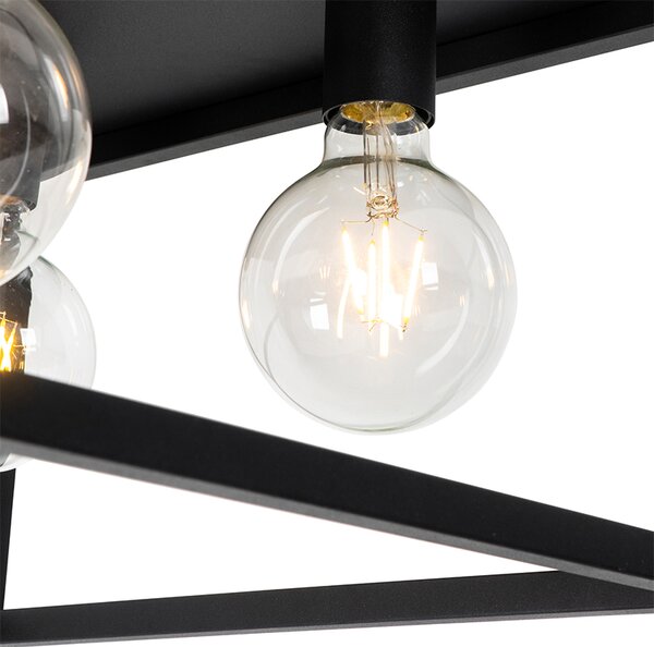 Plafoniera industriala neagra 40 cm 4 lumini - Cage