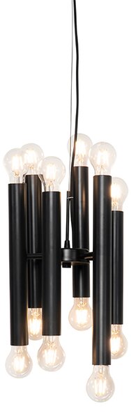 Lampa suspendata Art Deco neagra 12 lumini - Tubi