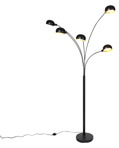 Lampă de podea design negru cu 5 lumini - Șaizeci