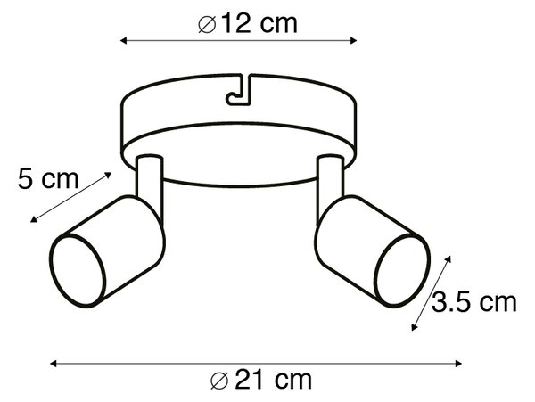 Spotlight modern alb inclinabil rotund cu 2 lumini - Jeany