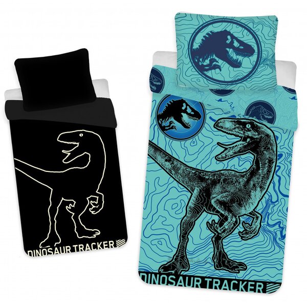 Lenjerie de pat din bumbac fosforescenta JURASSIC WORLD albastru Dimensiune lenjerie de pat: 70 x 90 cm | 140 x 200 cm