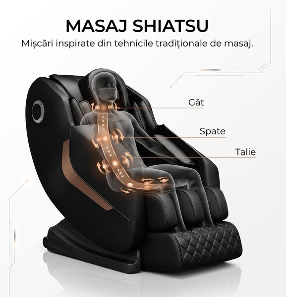 Fotoliu masaj GAIUS ULTRA PRO cu comanda vocala AI, Zero Gravity si in