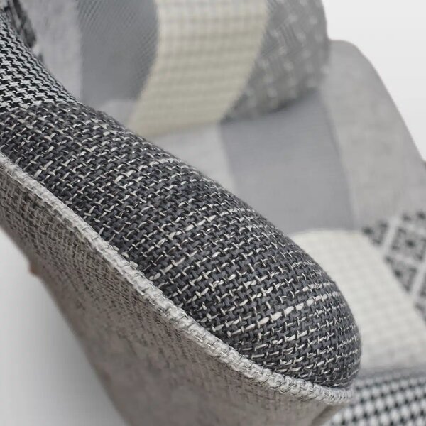 Fotoliu Patchwork, structura metalica, tesatura multicolora - NEGRU
