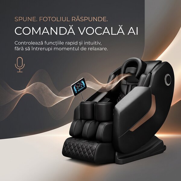Fotoliu masaj GAIUS ULTRA PRO cu comanda vocala AI, Zero Gravity si in