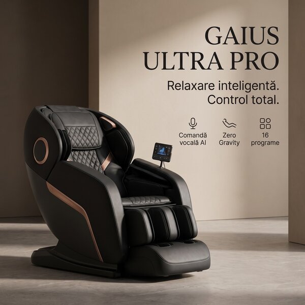 Fotoliu masaj GAIUS ULTRA PRO cu comanda vocala AI, Zero Gravity si in