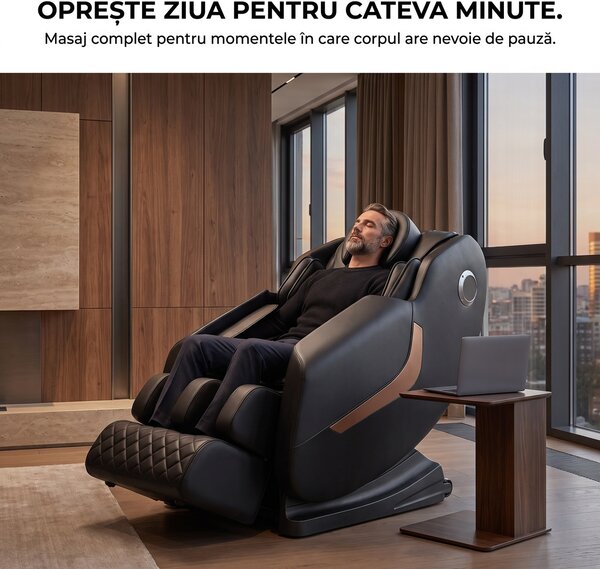 Fotoliu masaj GAIUS ULTRA PRO cu comanda vocala AI, Zero Gravity si in