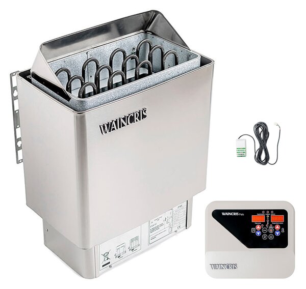 Soba inox sauna privata, incalzitor electric Waincris PALO 6kW cu panou exterior digital WPS60