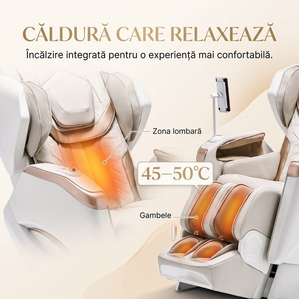Fotoliu masaj 4D ROVO Luxury cu Zero Gravity, sina 120 cm si incalzire