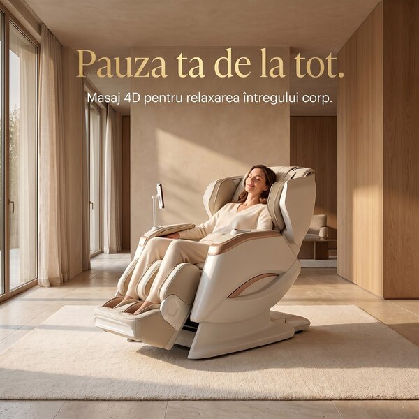 Fotoliu masaj 4D ROVO Luxury cu Zero Gravity, sina 120 cm si incalzire