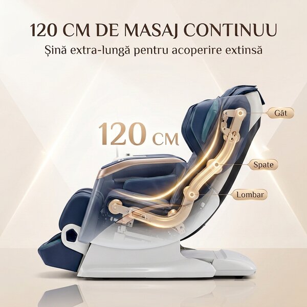 Fotoliu masaj 4D ROVO Luxury cu Zero Gravity, sina 120 cm si incalzire