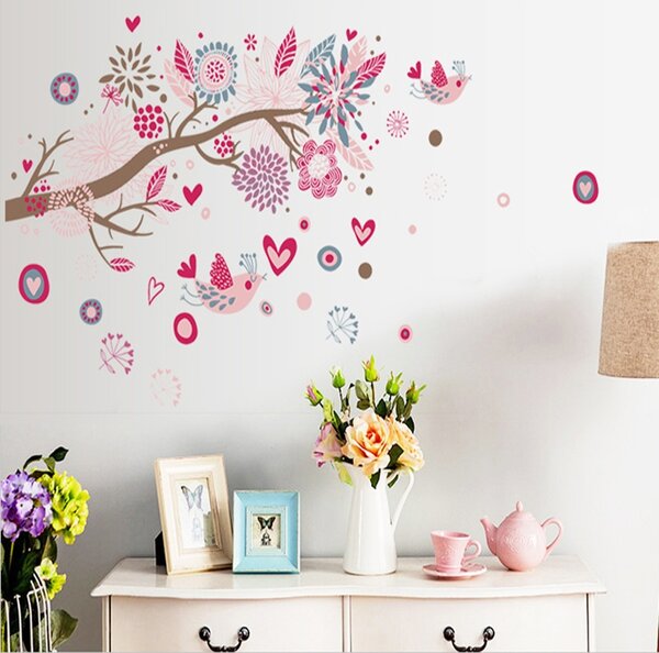 Stickere decorative - Ramura cu flori roz