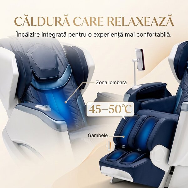 Fotoliu masaj 4D ROVO Luxury cu Zero Gravity, sina 120 cm si incalzire