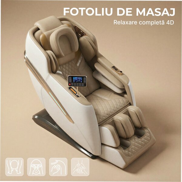 Fotoliu masaj 4D QUITUS cu SL-Track, Zero Gravity, incalzire si port U