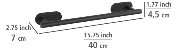 Suport de perete din oțel inoxidabil pentru prosoape Wenko Orea Turbo-Loc®, negru mat
