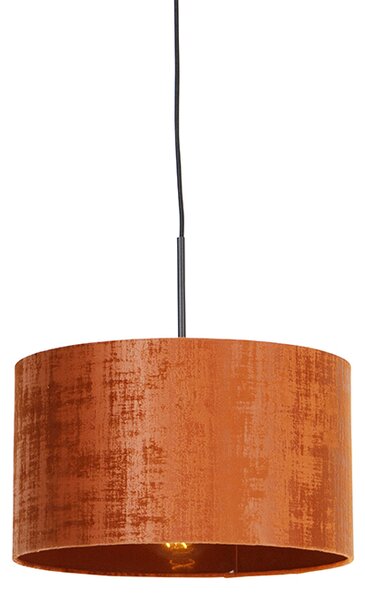 Lampă suspendată modernă neagră cu umbră portocalie 35 cm - Combi