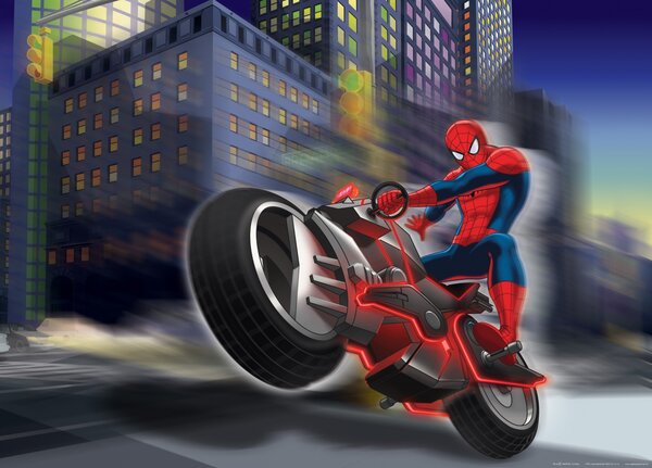 Fototapet Spiderman si Motocicleta - 160x115 cm