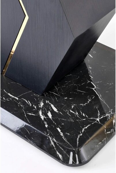 Masa extensibila VINCENZO, alb/negru/auriu, 160/200x90x77 cm