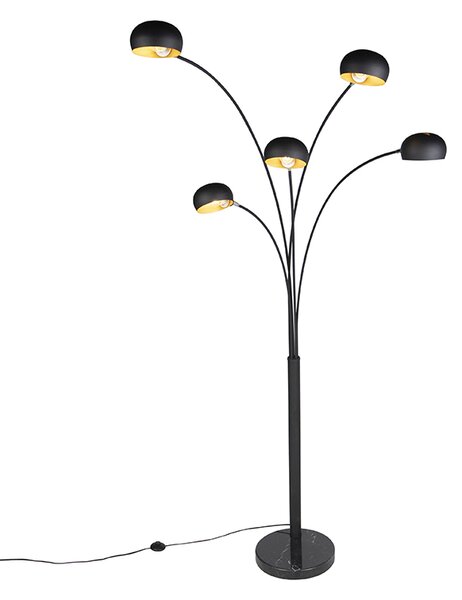 Lampa de podea de design neagră cu 5 lumini - Sixties Marmo