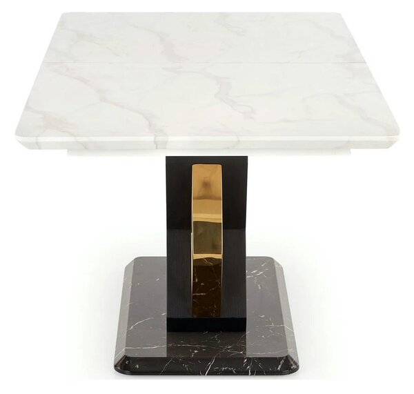Masa extensibila VINCENZO, alb/negru/auriu, 160/200x90x77 cm