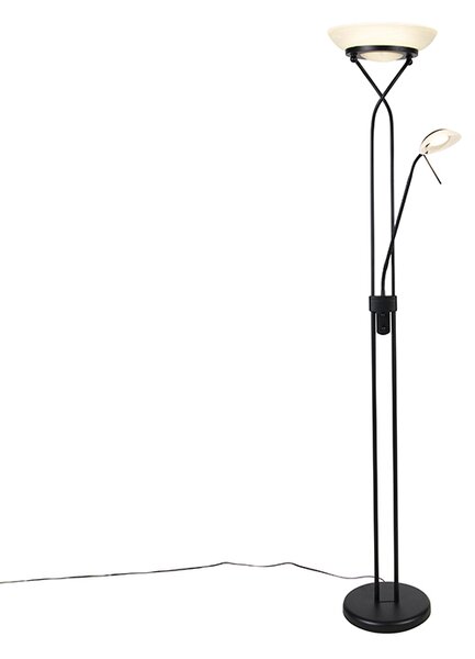 Lampă de podea neagră, incluzând LED și dimmer cu lampă de citire Dim to Warm - Empoli