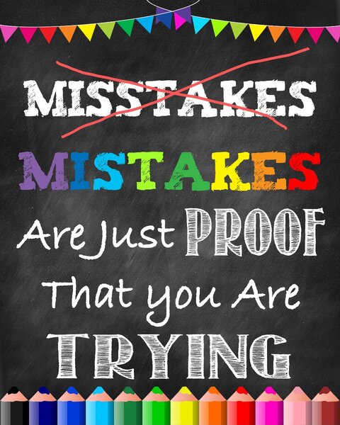 Autocolante Motivationale - Mistakes are just proof that you are trying - 60x90 cm
