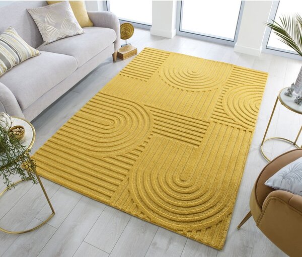 Covor din lână Flair Rugs Zen Garden 160 x 230 cm, galben