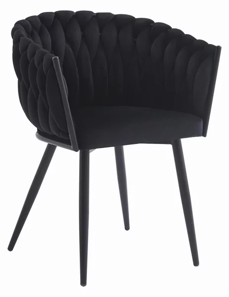 Fotoliu de masa ORION VELVET din catifea cu picioare negre, negru