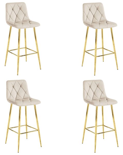 Set 4 Scaune Bar Fido Picioare Aurii Caifea Bej