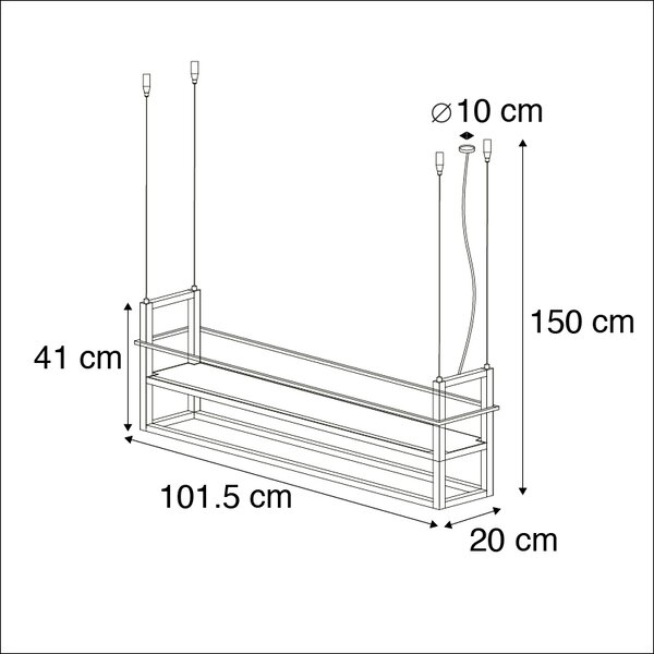 Lampă suspendată inteligentă neagră cu Wi-Fi A60 - Cage Rack